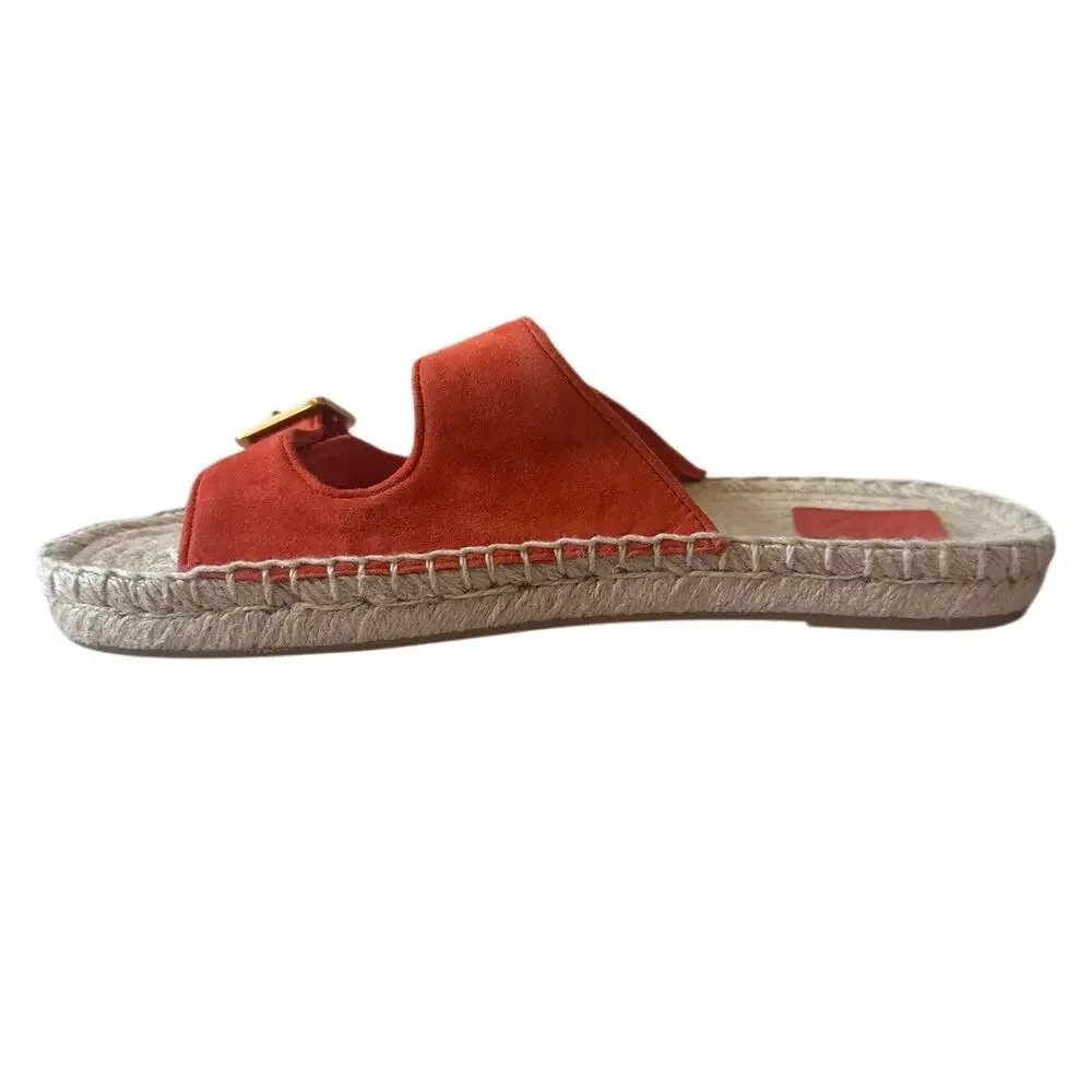 Tory Burch Orange‎ Suede Two Band Espadrille Sandals 8.5